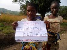 Source - © 2012 Paolo Pangui/HORIZON JEUNE/Cameroon Youth Network, Courtesy of Photoshare. Description - Adolescents show solidarity in the fight against female genital cutting in Foumbot, a small rural community in the West region of Cameroon. Adolescents show solidarity against female genital cutting in Foumbot, a small rural community in the West region of Cameroon.