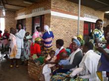 Source - FHI 360. Women living with HIV waiting in line at a family planning clinic.